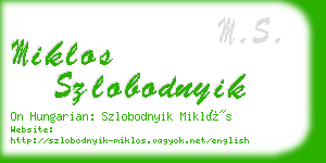 miklos szlobodnyik business card